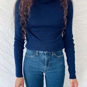 Blue turtleneck